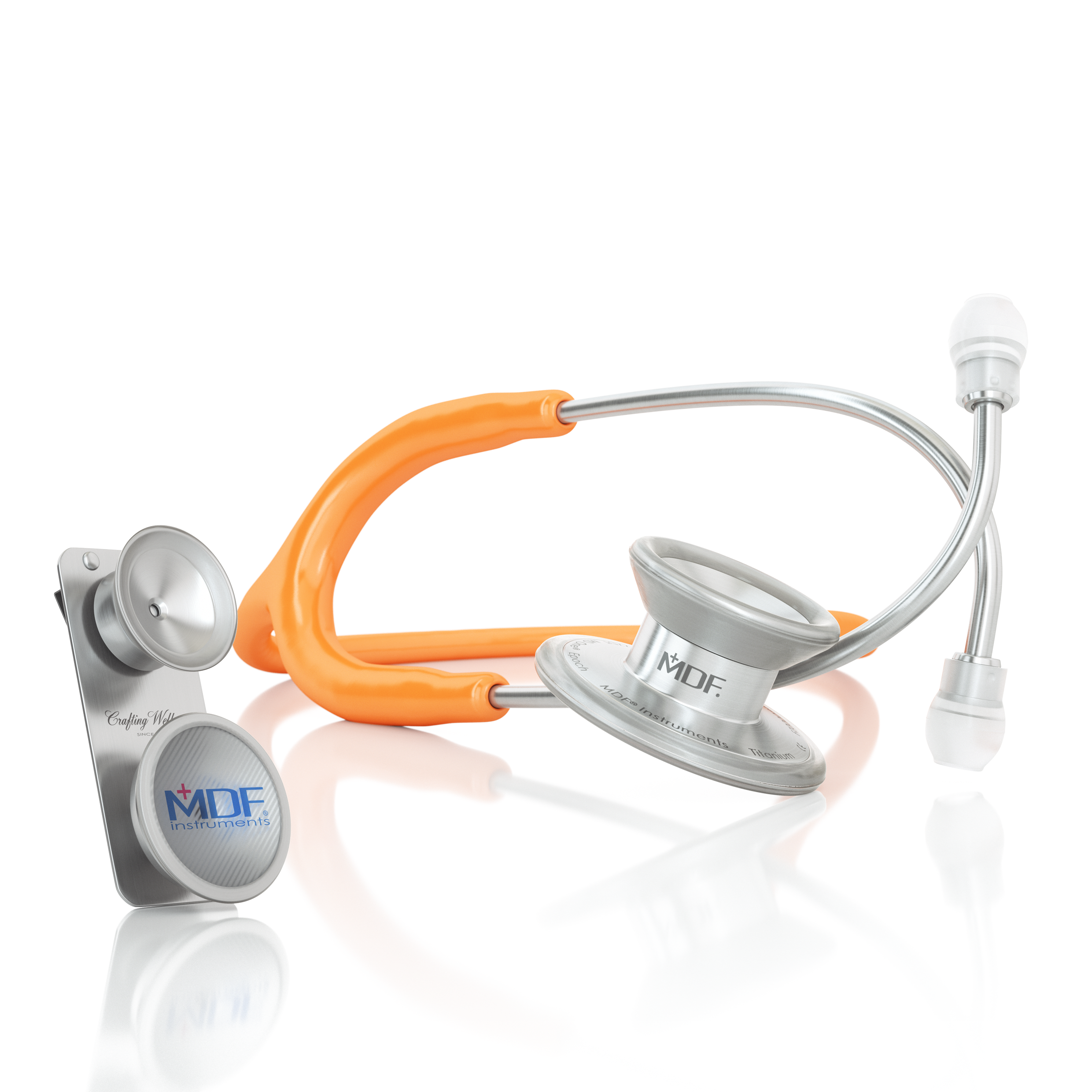MD One® Epoch® Titanium Adult & Pediatric Stethoscope - Orange/Silver - MDF Instruments UK