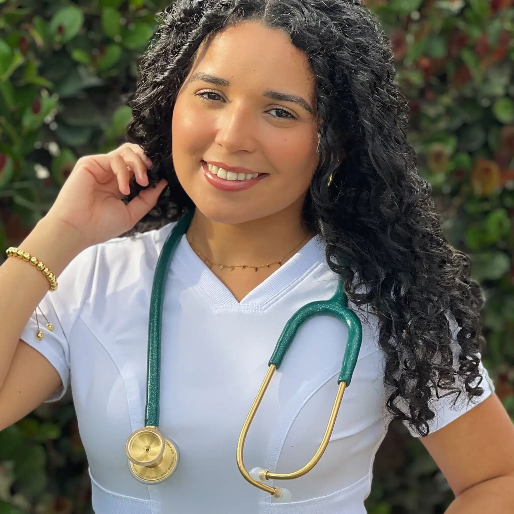 ProCardial® Titanium Cardiology Stethoscope - Green Glitter/Gold - Image 4