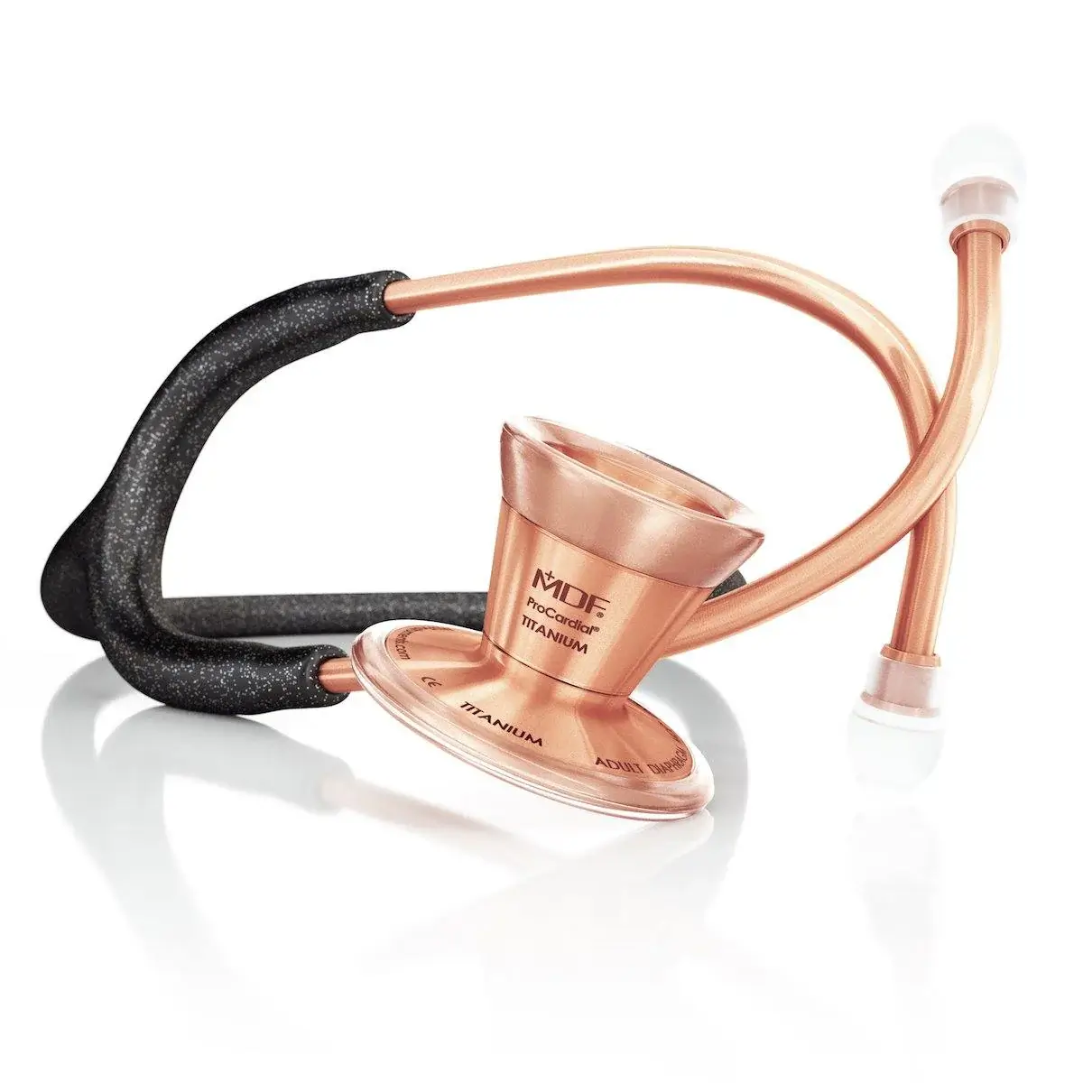 ProCardial® Titanium Cardiology Stethoscope - Black Glitter/Rose Gold