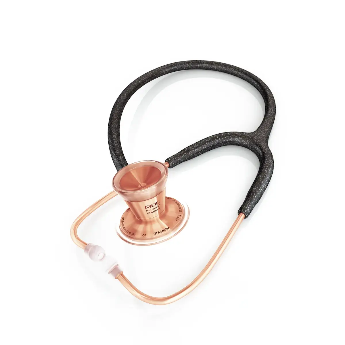 ProCardial® Titanium Cardiology Stethoscope - Black Glitter/Rose Gold - Image 2