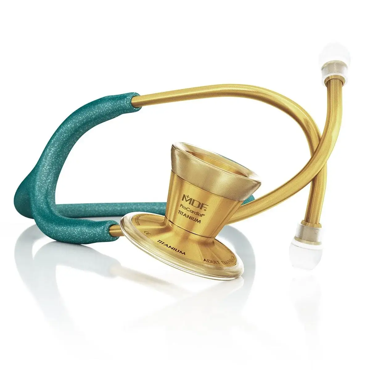 ProCardial® Titanium Cardiology Stethoscope - Green Glitter/Gold