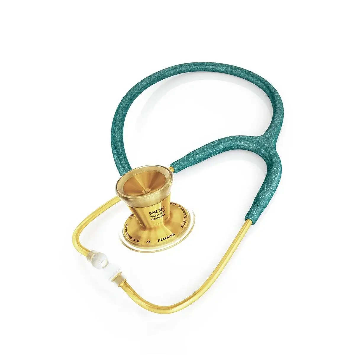 ProCardial® Titanium Cardiology Stethoscope - Green Glitter/Gold - Image 2