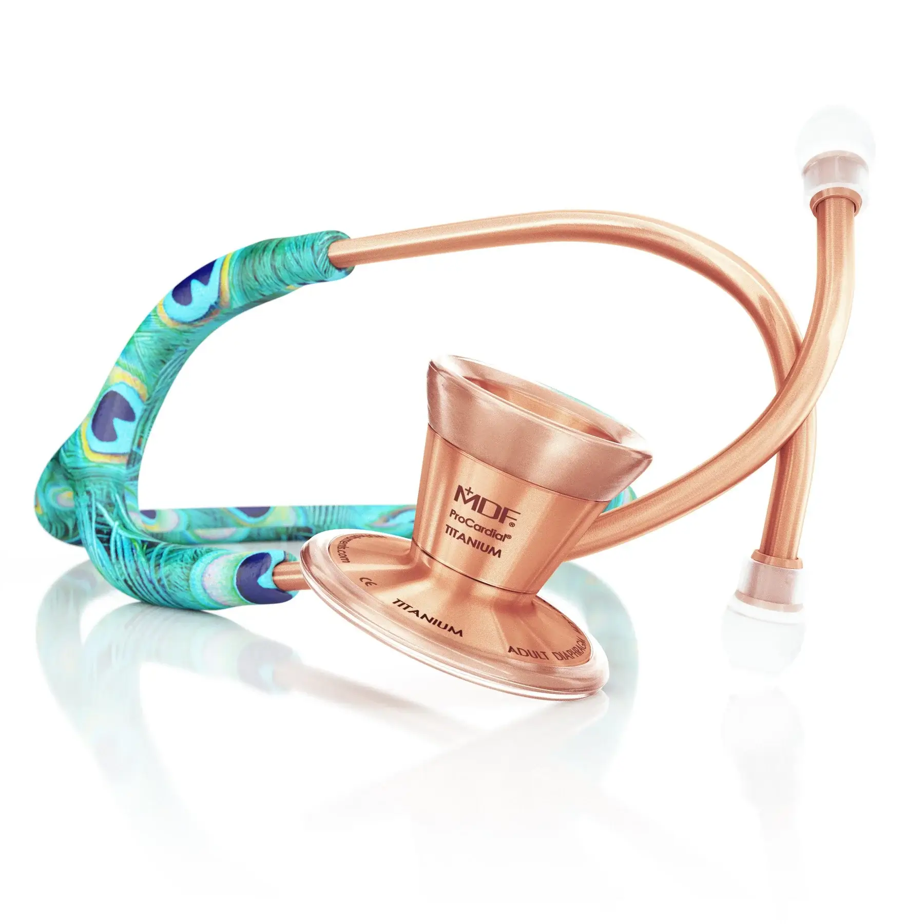 ProCardial® Titanium Cardiology Stethoscope - Peacock/Rose Gold