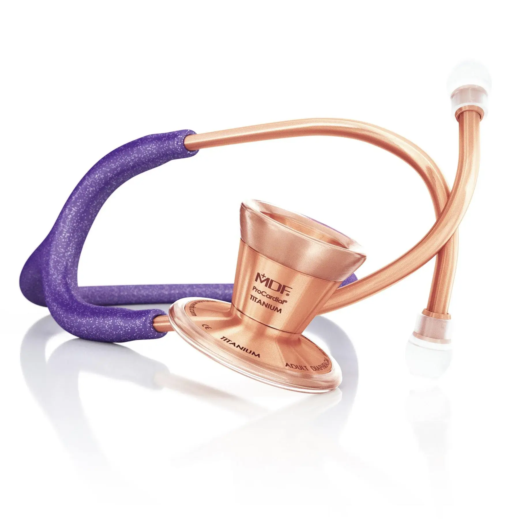 ProCardial® Titanium Cardiology Stethoscope - Purple Glitter/Rose Gold