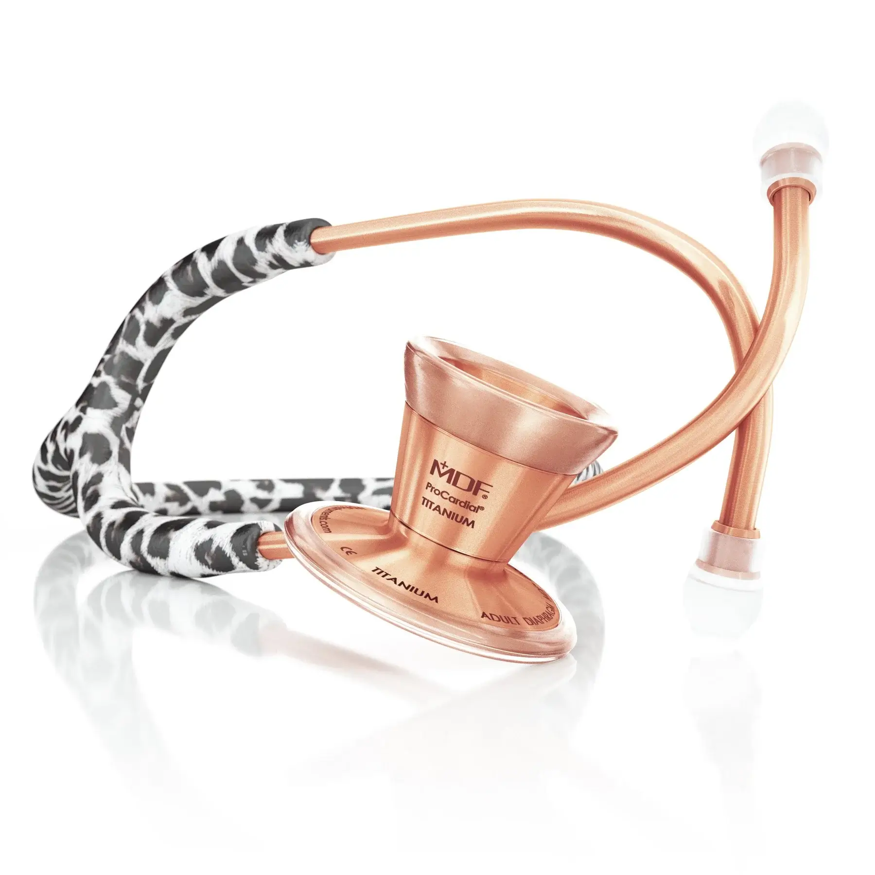 ProCardial® Titanium Cardiology Stethoscope - Snow Leopard/Rose Gold