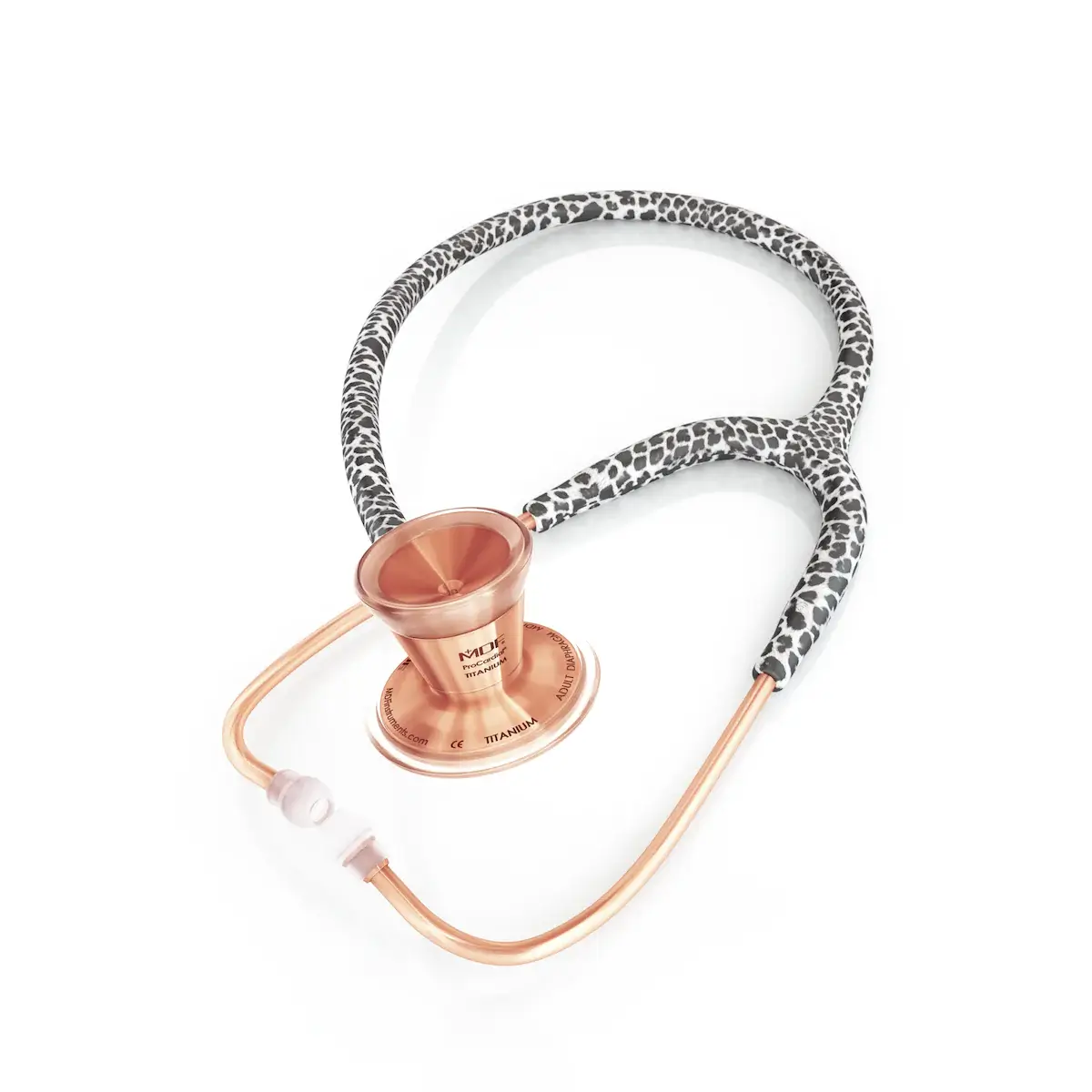 ProCardial® Titanium Cardiology Stethoscope - Snow Leopard/Rose Gold - Image 2