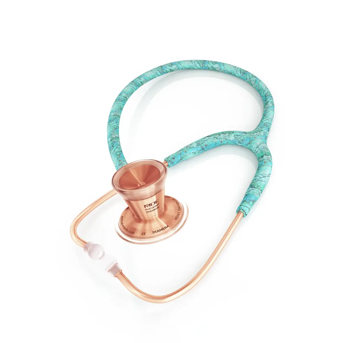 ProCardial® Titanium Cardiology Stethoscope - Turquoise/Rose Gold - Image 2