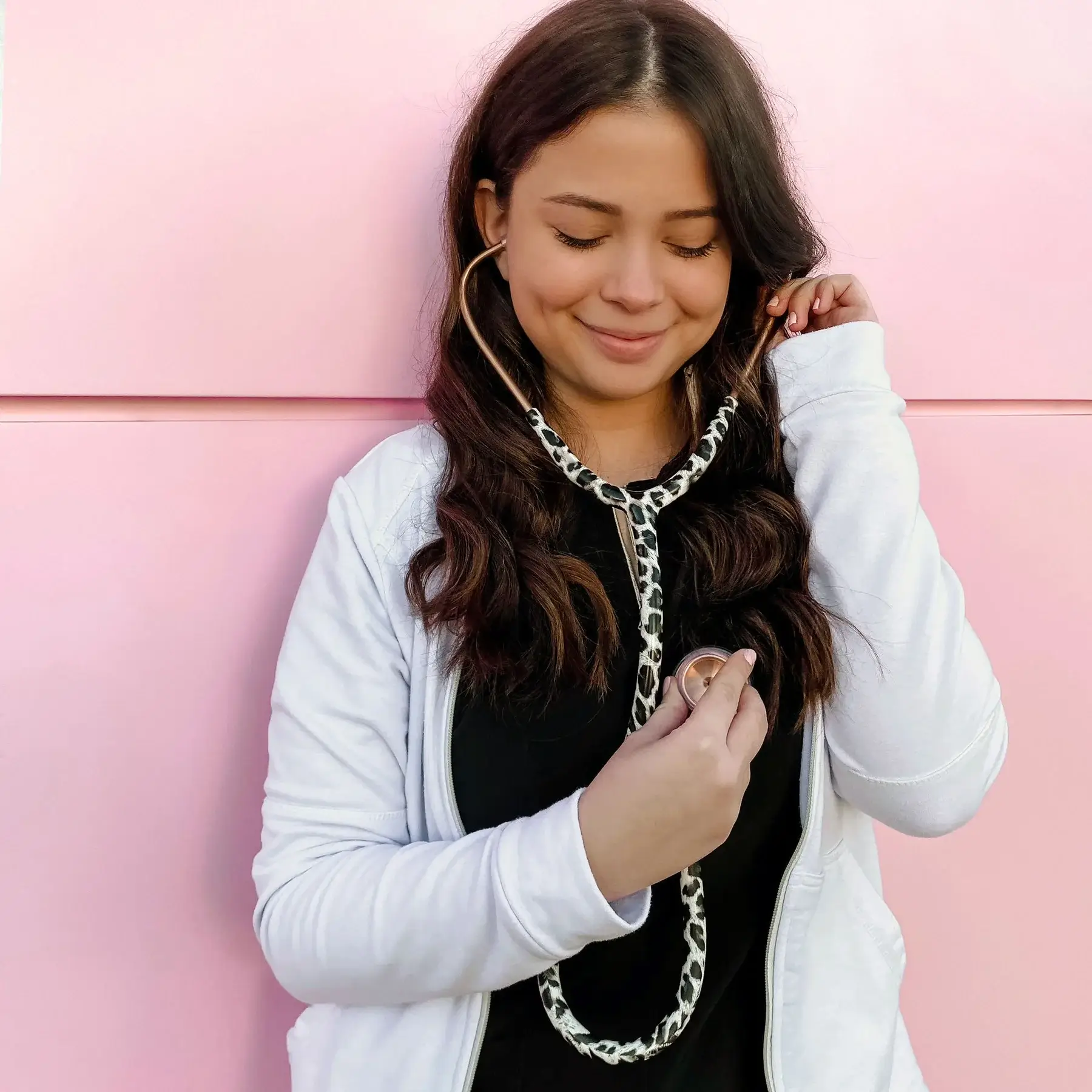 ProCardial® Titanium Cardiology Stethoscope - Snow Leopard/Rose Gold - Image 4