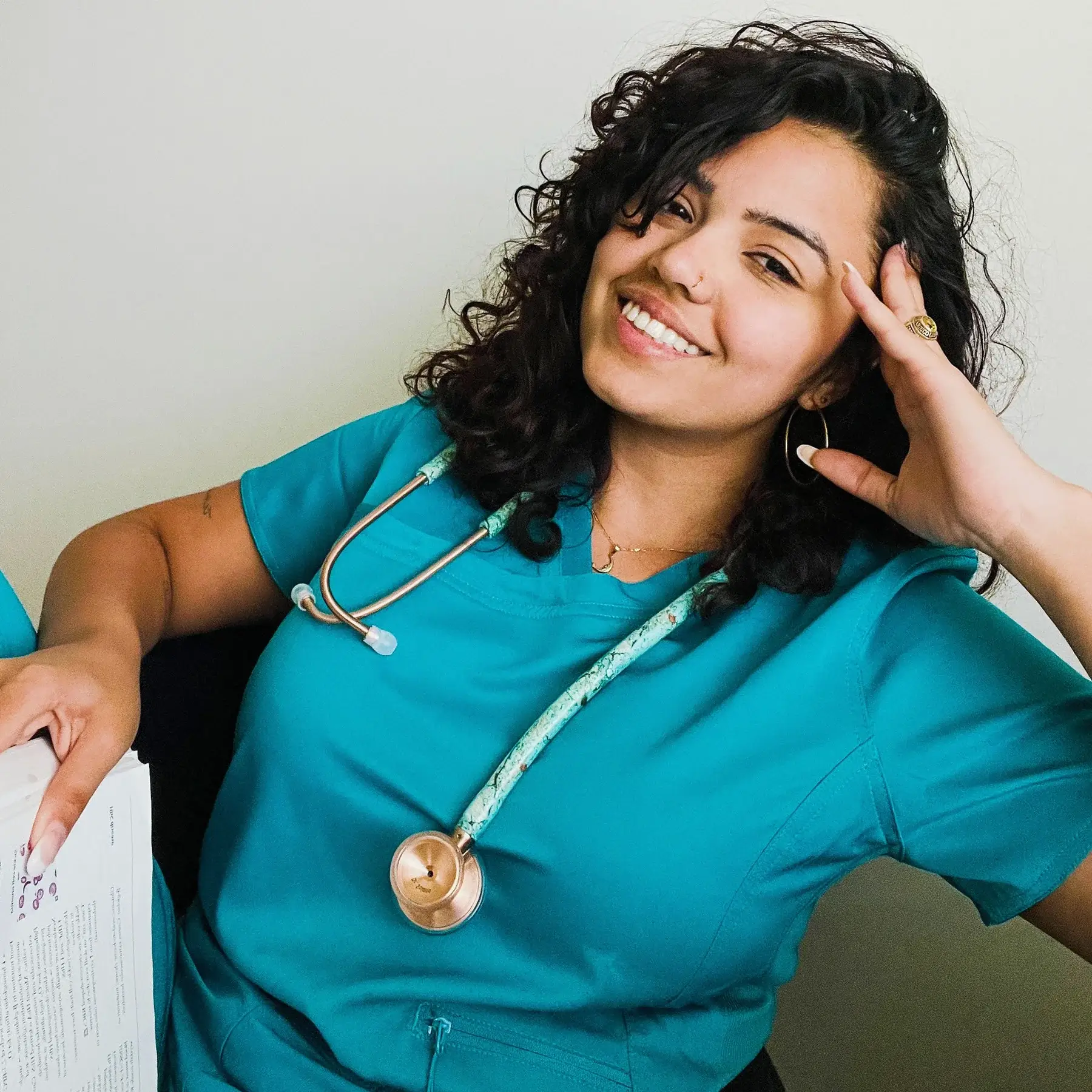 ProCardial® Titanium Cardiology Stethoscope - Turquoise/Rose Gold - Image 4